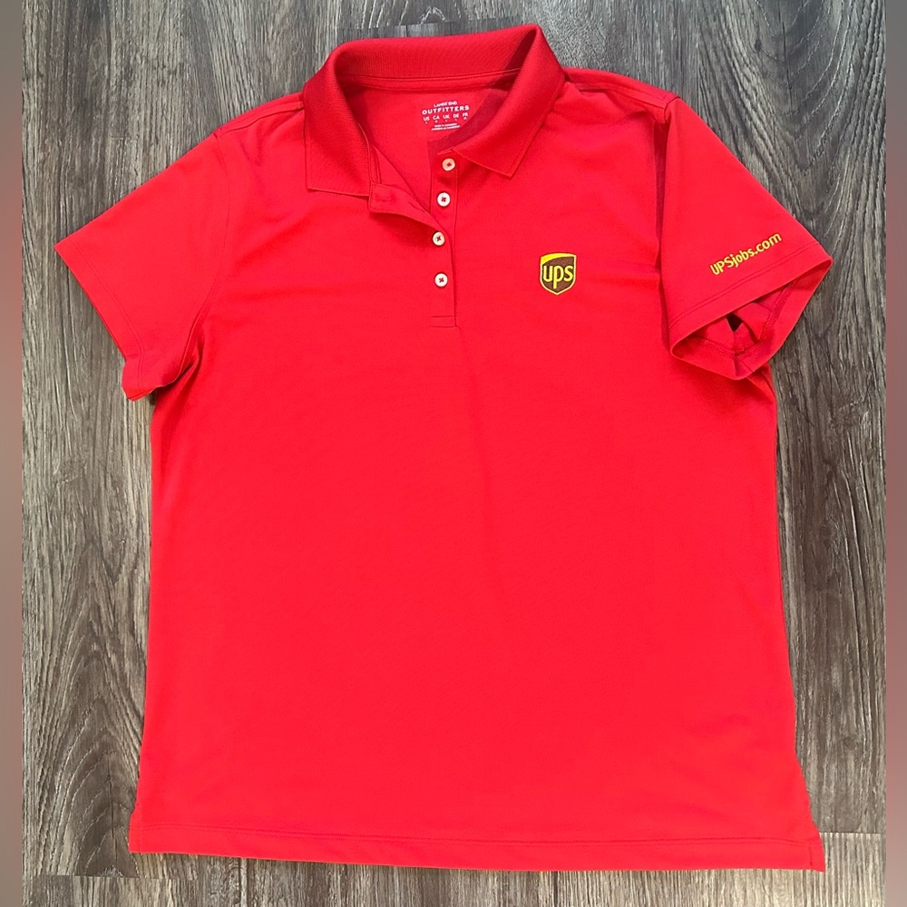 Vintage Women’s UPS United Parcel Service Red Performance Polo Shirt- Large